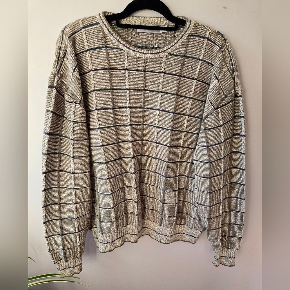 Vintage Shenandoah Navy Blue Textured Pullover Sweater Men's Large 90s - Picture 1 of 10